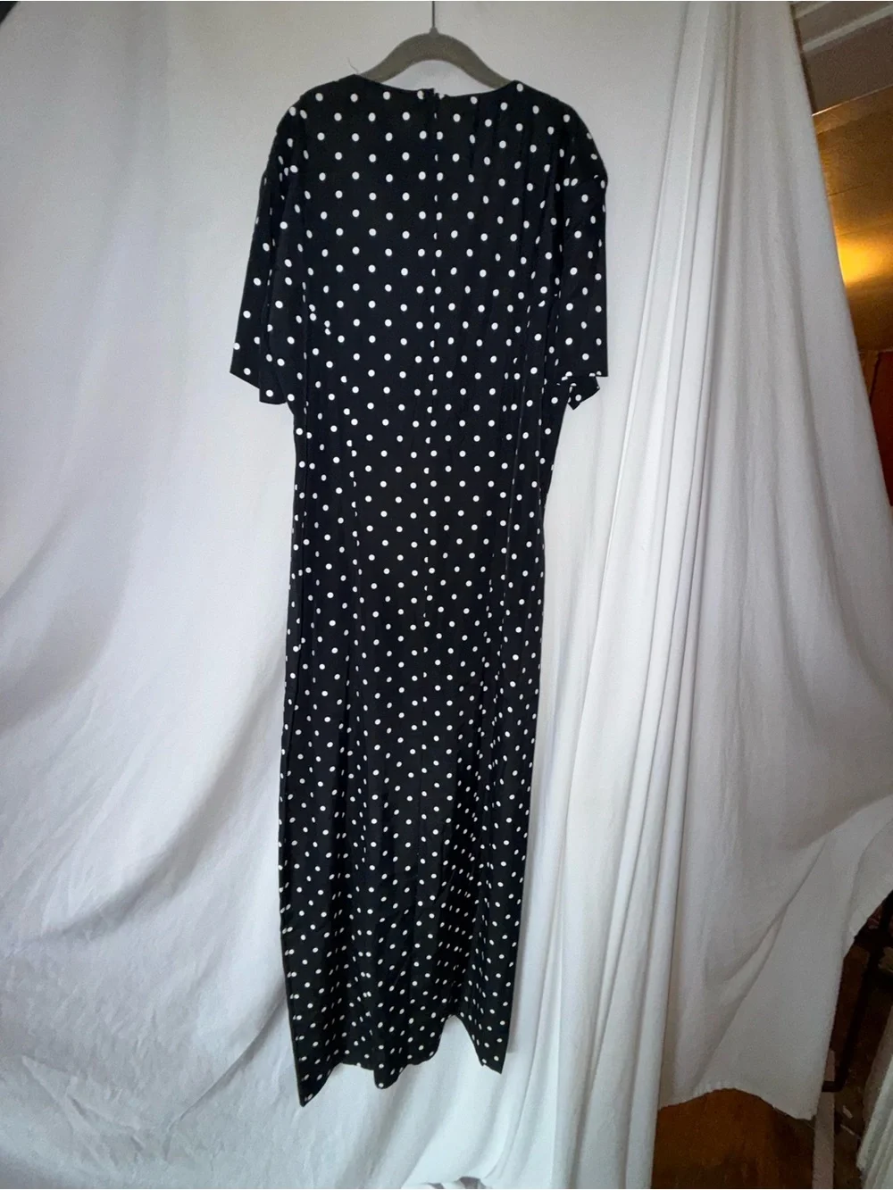My Michelle Black & White Polka Dot Button-Front Midi Dress